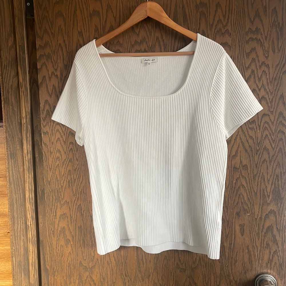 Ribbed Crop White‎ Tee XL